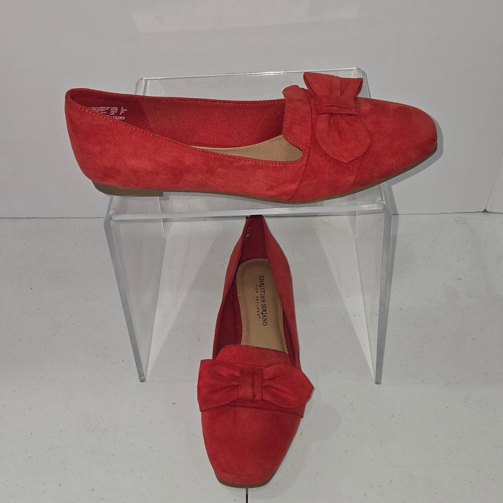 Christian Siriano for Payless Red Bow Loafers Flats Shoes Womens 9 179284